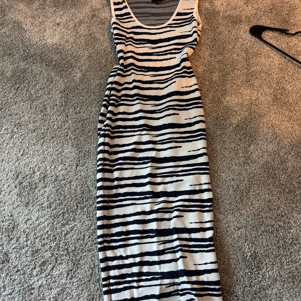 Blue and white striped bodycon dress. Size XS